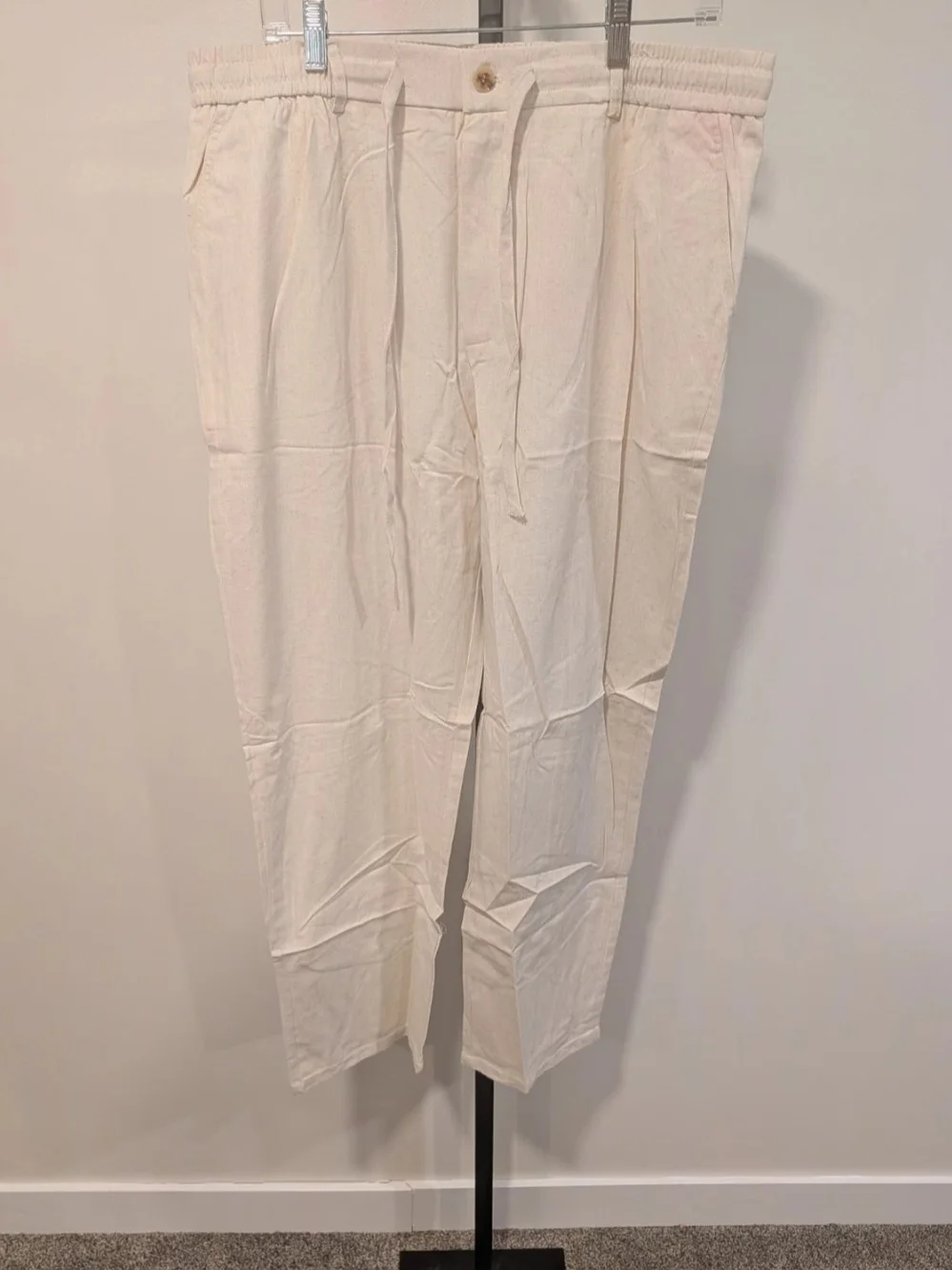 Coofandy Men's Lightweight Cream Drawstring Chinos